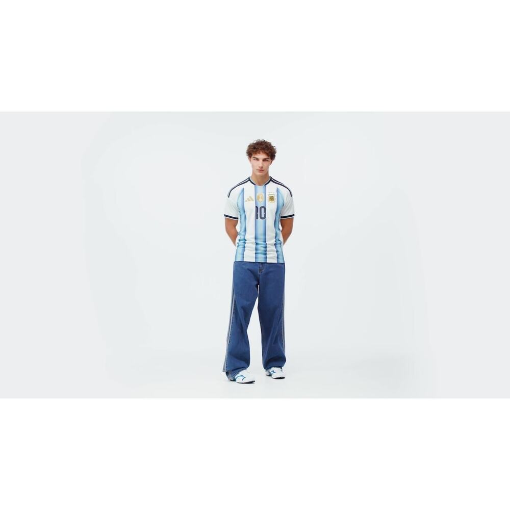 NWT Adidas Argentina 26 Home Messi #10 Soccer Jersey M White Ice Blue AFA Slim - Picture 6 of 16